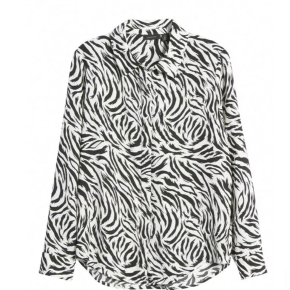 Halogen black and white zebra print blouse - Picture 1 of 7